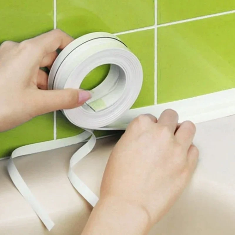 1 unidad de pegatinas de pared impermeables para baño, cintas de sellado, tiras adhesivas de sellado de PVC, cinta para borde de fregadero, accesorios para baño y cocina.