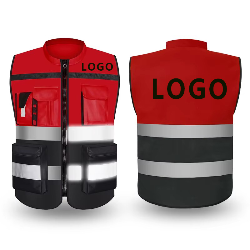 High Visibility Reflective Safety Vests Multi Pocket Custom Logo Safety Vest Construction  Working Clothes Hi Vis Workwear
