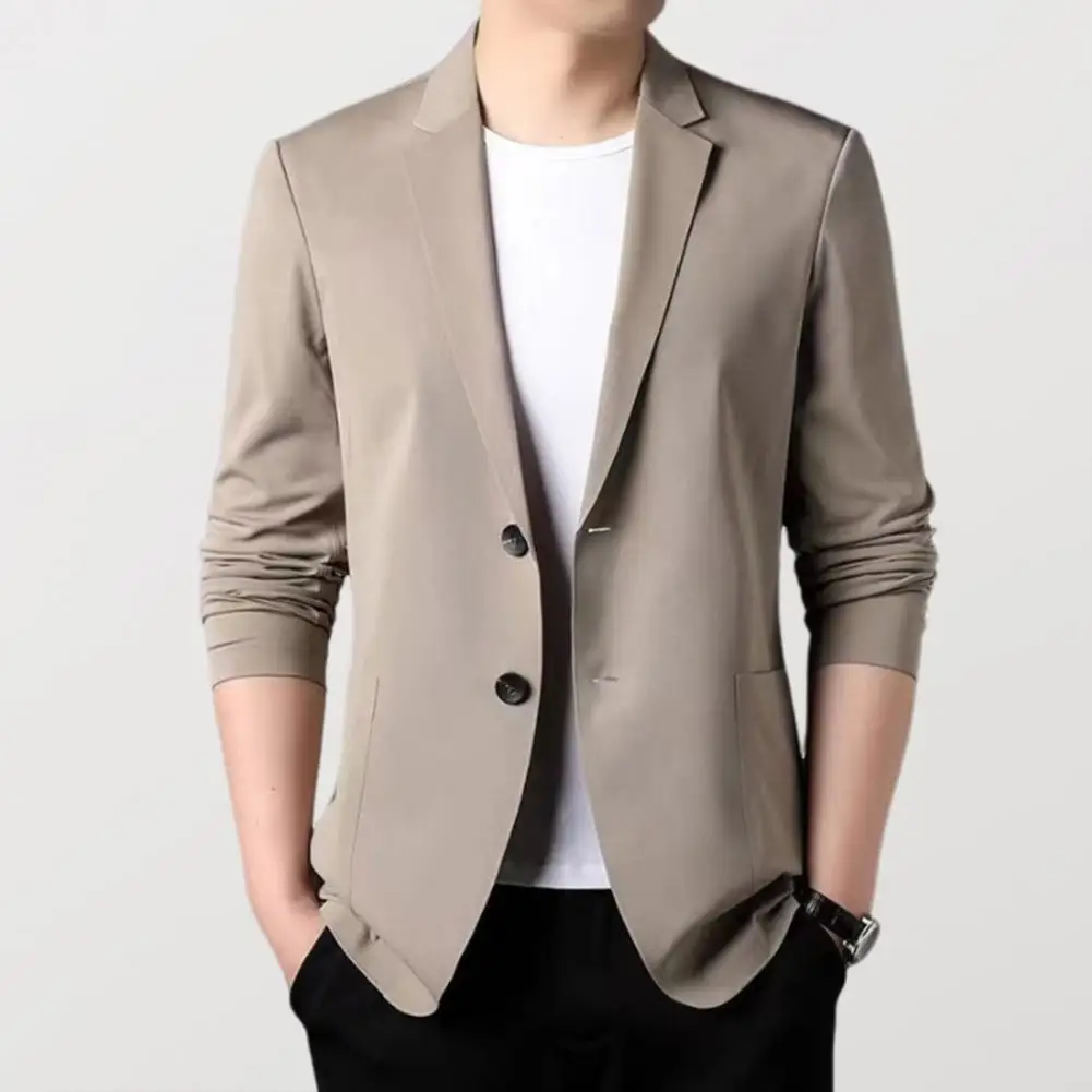 Men Suit Coat Luxurious Formal Business Suit Jacket Solid Color Personal Style Single Breasted Clean Shoulder Line Jacket