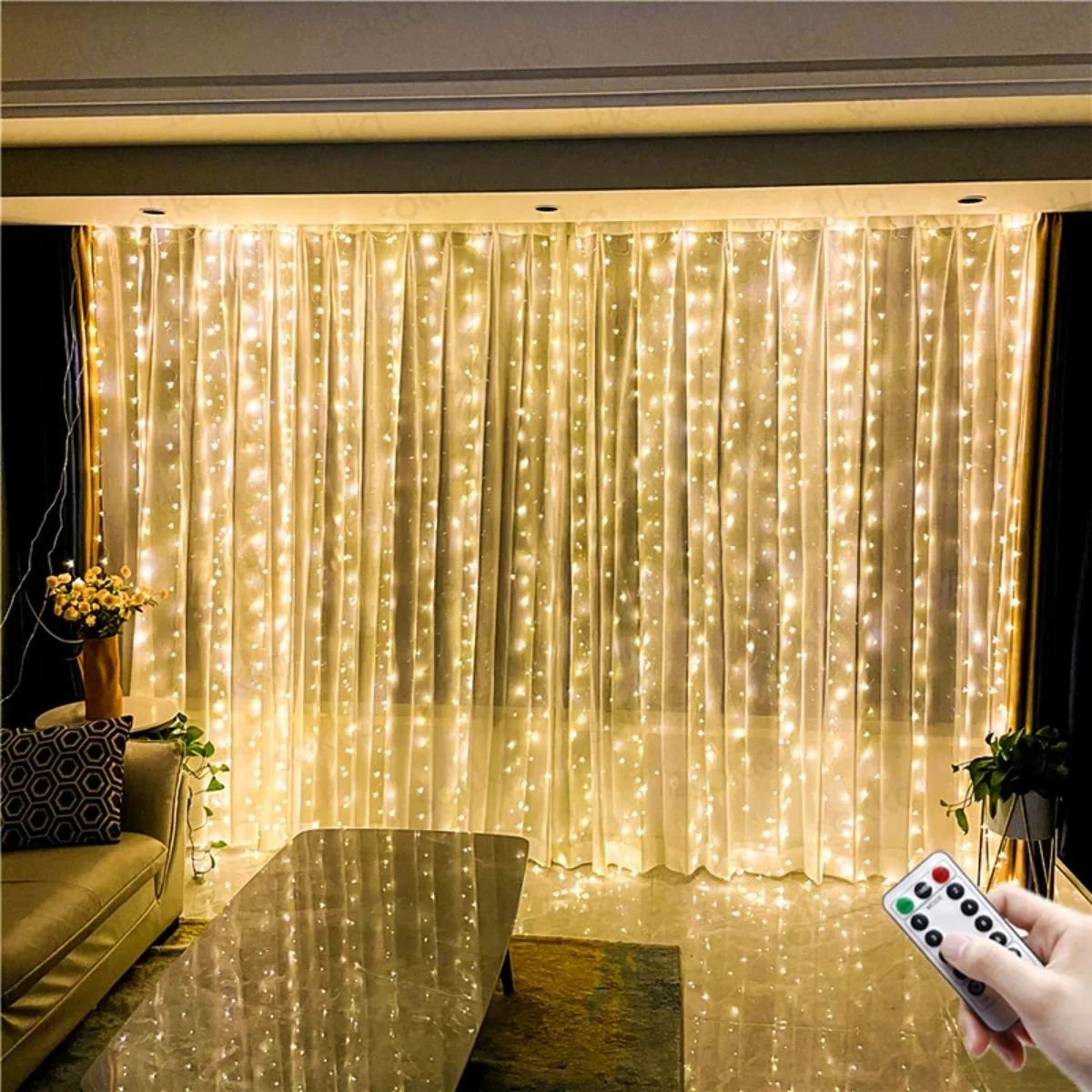LED Curtain Garland 8 Modes USB Remote Control Festoon Christmas Tree Ornaments New Year's Eve Decorations 2025 PH282