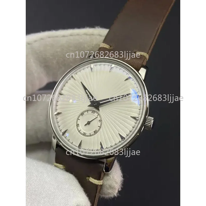 Pequeno 38mm vintage marfim branco enrolamento manual relógio mecânico masculino bolha espelho cocktail série ultra-fino escudo halvanstrap