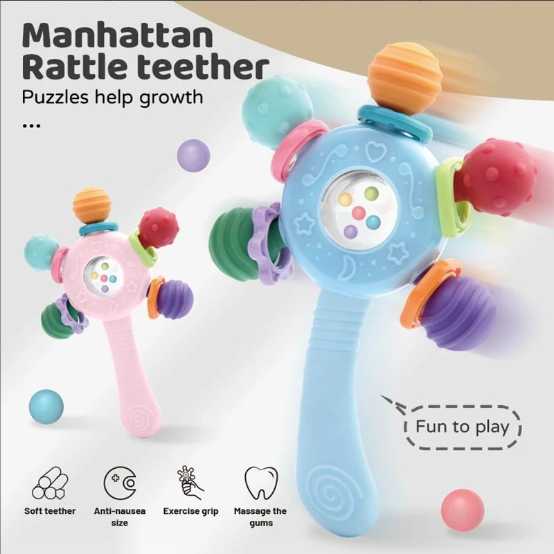 ベビーシリコーンおしゃぶり開発おもちゃ 0 6 12 ヶ月感覚ガラガラ歯が生える幼児ハンドグリップおもちゃ教育ゲーム