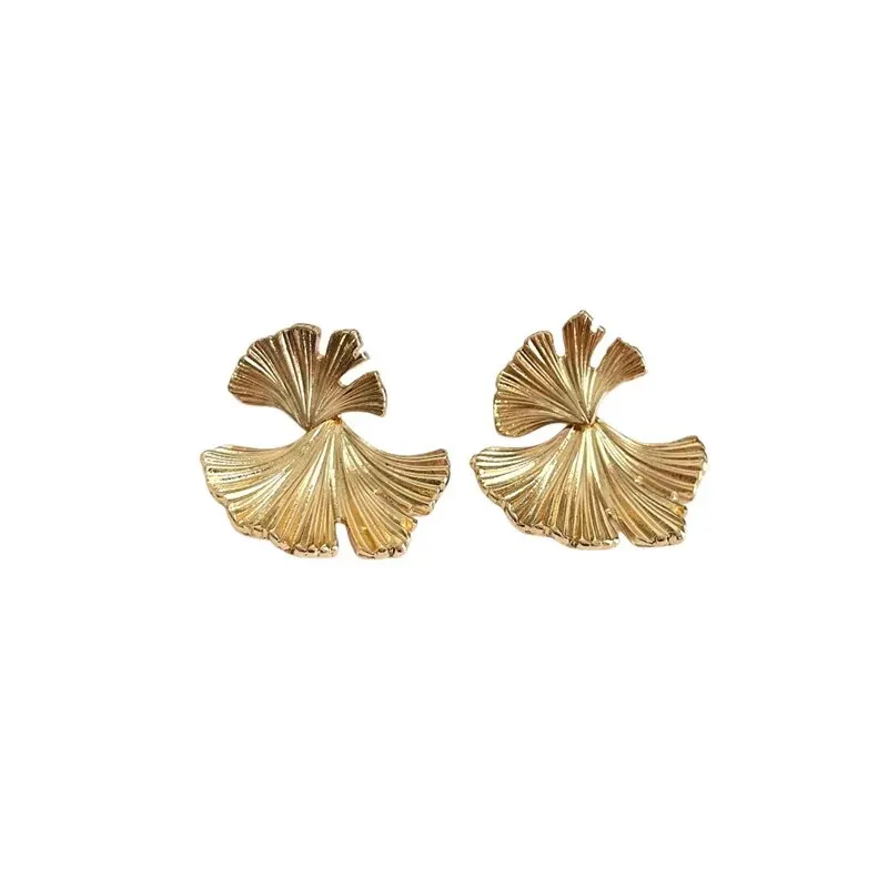 Einfache Silber Farbe Metall Große Pflanze Ginkgo Blatt Ohrringe für Frauen Mode-Statement Stud Ohrring Schmuck Geschenk Pendiente