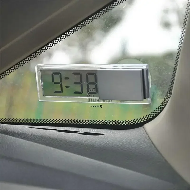 Mini reloj electrónico Digital para coche, reloj con pantalla LCD transparente duradera de alta calidad con decoración Universal con ventosa