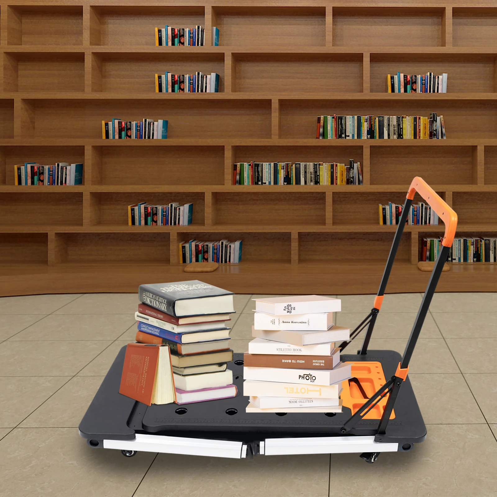 7-in-1 Multifunctional Work Platform with 2 Lockable Universal Wheels+2 Universal Wheels, Adjustable Height Workbench Handcart
