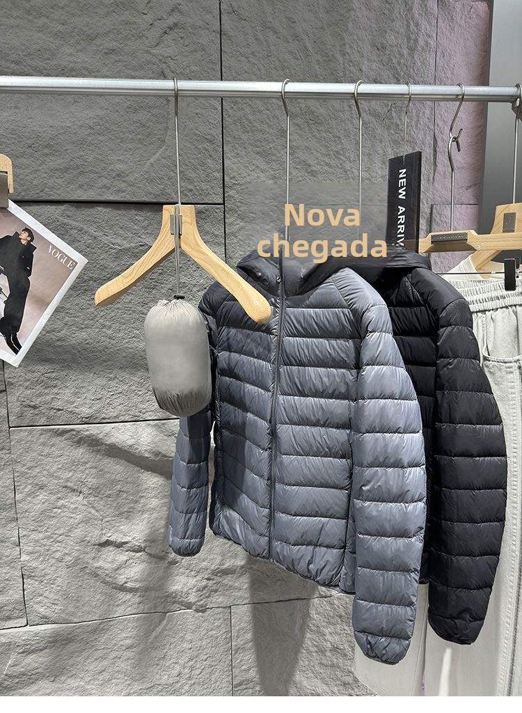 Jaqueta de Aodão com Capuz Forrada de Fce Leve e Confortável para Homens Material go da Pele Quente Estilosa Casual T...