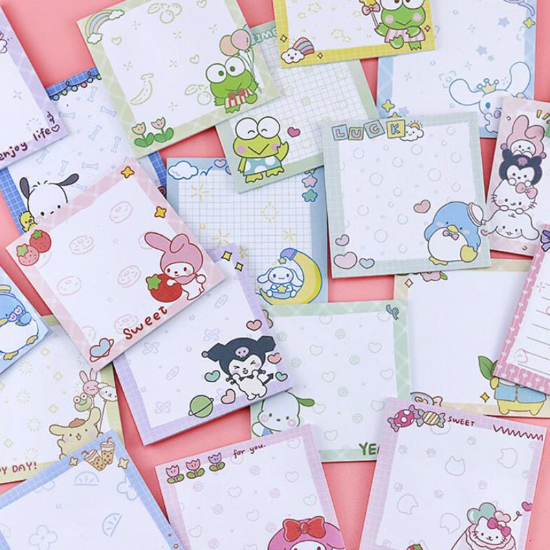 80 Vellen Sanrio Memo Pad Sticky Notes Leuke Melodie Pochacco Kuromi Briefpapier Label Notepad Planner Sticker Post Schoolbenodigdheden