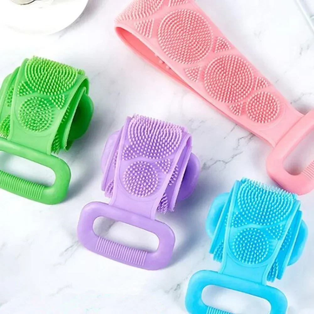 1pc Silikon Körper Wäscher Peeling Massage Pinsel Bad Handtuch Dusche Zurück Reinigung Werkzeug Lange Reiben Zurück Körper Sauber Pinsel