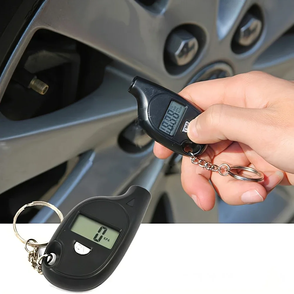 Mini brelok do kluczy Przenośny miernik opon Cyfrowy wyświetlacz LCD Miernik ciśnienia powietrza w samochodzie Automatyczne bezpieczeństwo motocykla
