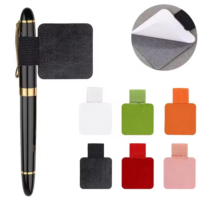Portapenne elastico da 2/1 confezione, matita autoadesiva con clip in pelle PU per quaderni, diari, pianificatori