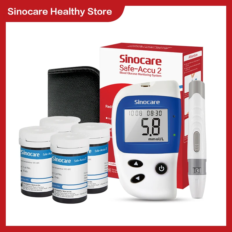 Sinocare Safe Accu 2, набор глюкометра, измеритель уровня сахара в крови, машина для испытания сахара на диабет, тест-полоски для глюкозы с ланцетами