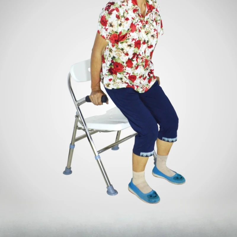 Taburete con respaldo para baño, muebles De baño, taburete plegable portátil, silla De plástico, silla De pie, cama baja De Metal