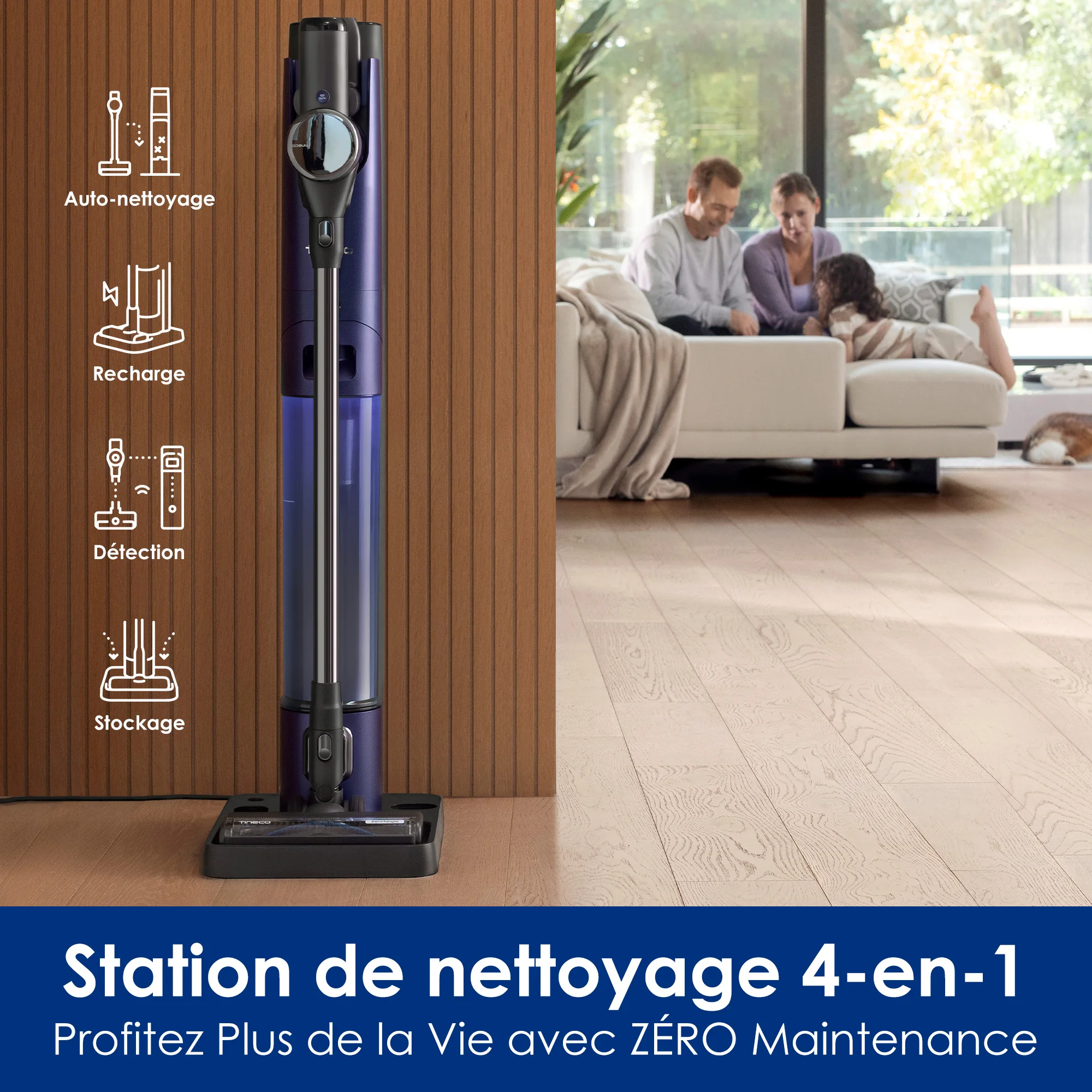 Tineco Pure One Station Pet Aspirateur Balai sans Fil avec Auto-Nettoyage, Brosse ZeroTangle pour Les Poils d’Animaux, Nettoyage des sols durs, Tapis, Carrelage, Toilettage des Animaux, Léger