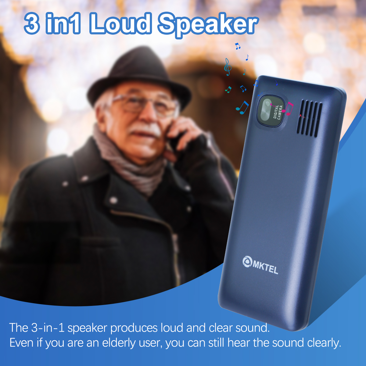 MKTEL 5626 Feature Phone Triple Sim Card 2.8" Display 1800mAh Battery MP3/MP4/FM/Radio/Bluetooth/GPRS Senior Phone