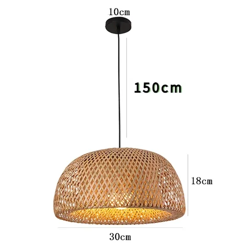 Lámpara colgante de bambú de estilo chino, longitud de línea de 1,5 m, candelabros de cafetería, luz de techo, cafetería para decoración para sala de estar, luces led