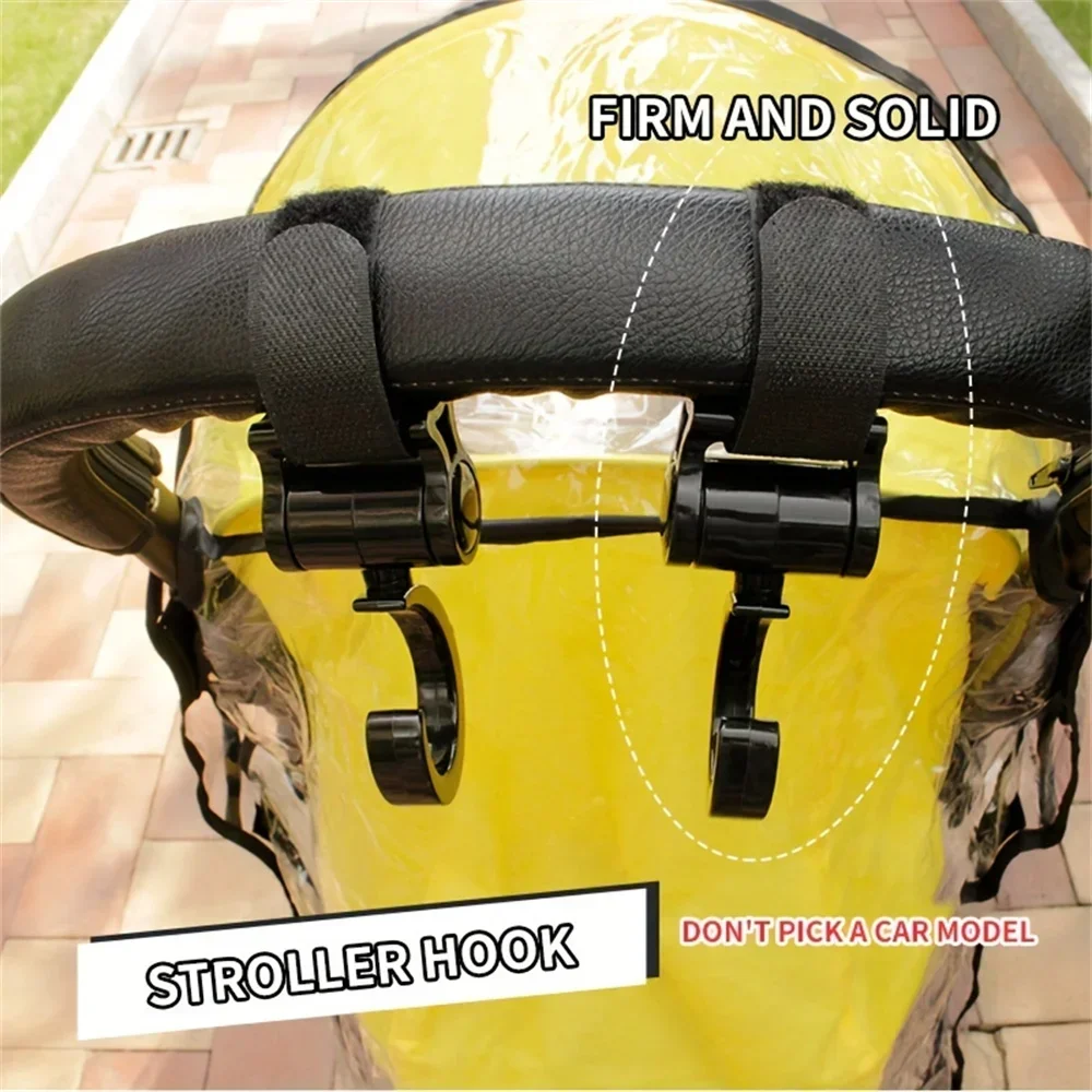 2PCS Gancio per carrozzina Accessori per passeggino Shopping Prop Ganci rotanti a 360 gradi Ganci per passeggino per uscire