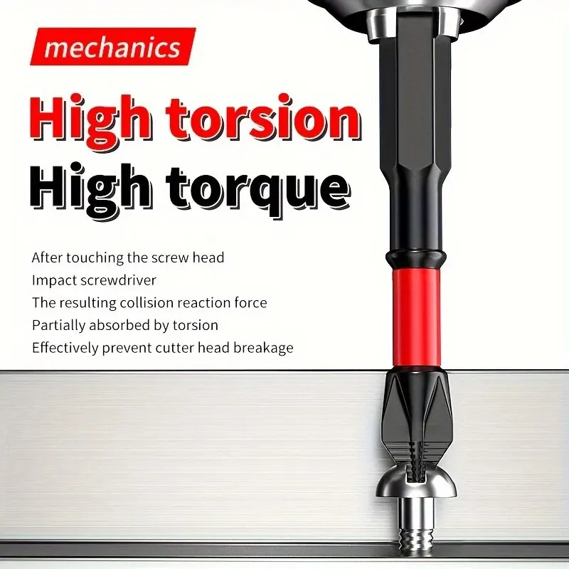 Cabeça de lote magnética anti-choque, alta dureza, pontas de impacto antiderrapantes, chave de fenda cruzada, 25/50/65/70/90mm, conjunto de chave de fenda