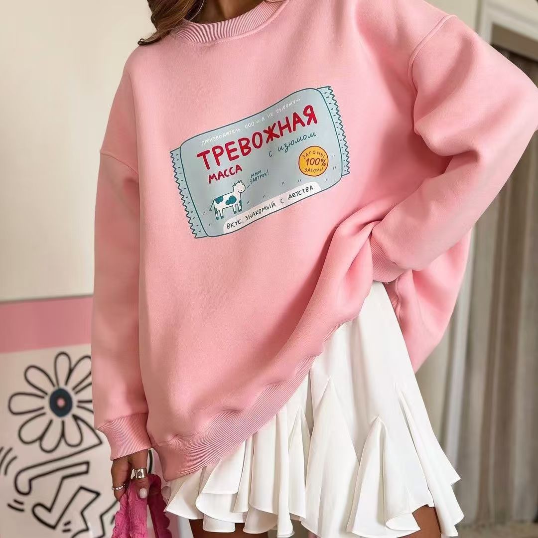 Amerykańska moda, urocza bluza z długim rękawem z nadrukiem kreskówkowym, wiosenne ubrania damskie, codzienne koszulki, bluzy z kapturem męskie 2025, topy Sudadera