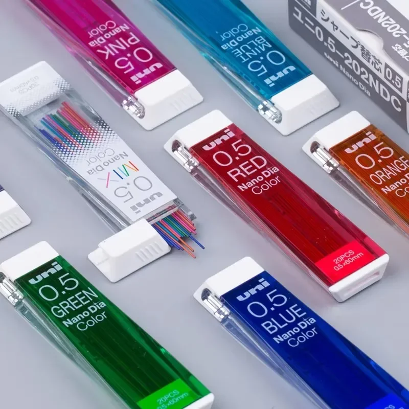 Japão uni nano dia cor 0.5-202ndc lápis mecânico colorido leva recargas 0.5mm material de escrita 202ndc