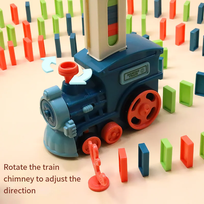 Treno de dominó para crianças, carro elétrico automático, conjunto de dominó colorido, brinquedos educativos, blocos, presente para meninos e meninas