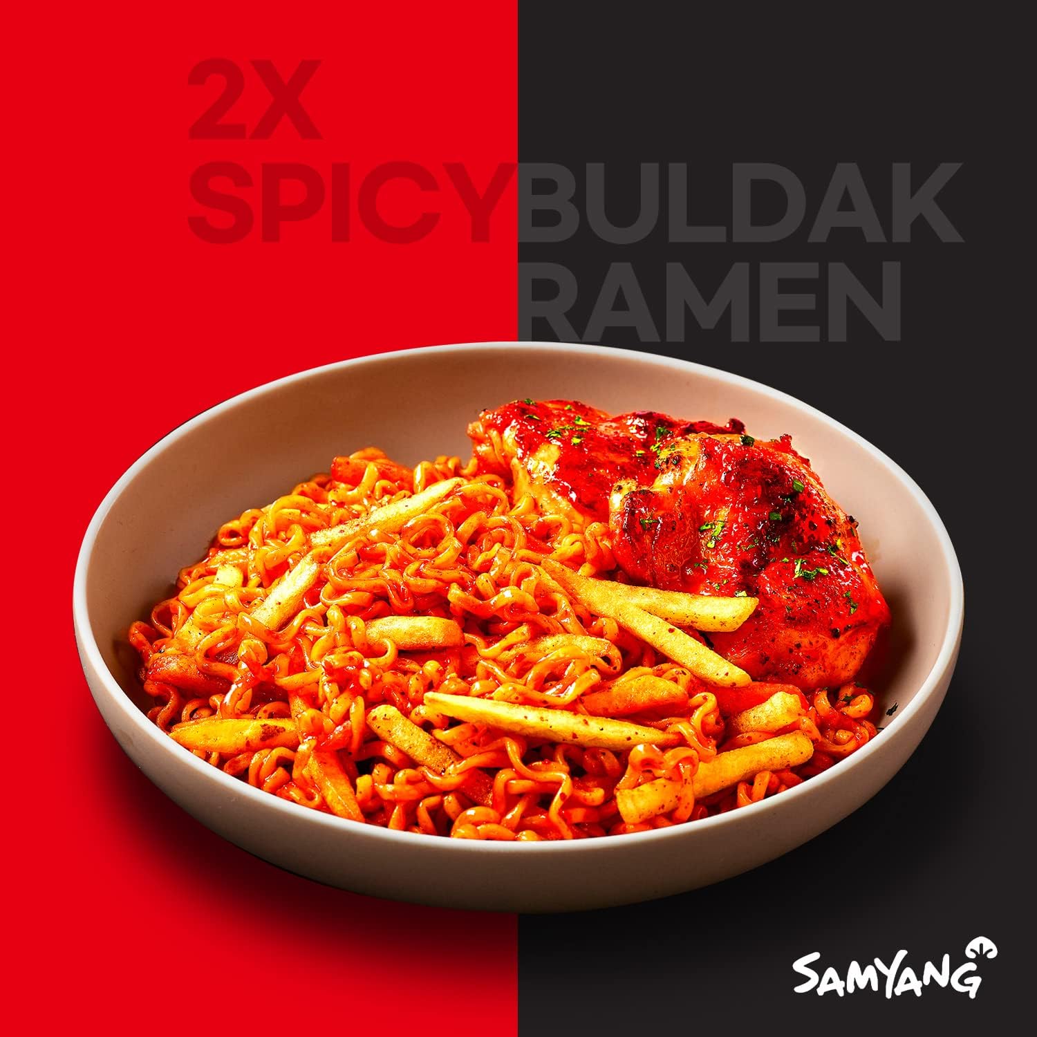 Samyang, Double Spicy Turkey Noodles (Bucket), Pack of 6, 105g per bucket
