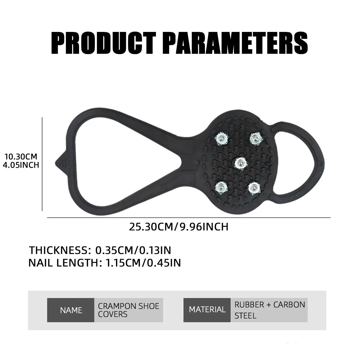 1 ペア 5 スタッド滑り止め氷雪キャンプウォーキングシューズ冬の安全ブーツユニバーサルプロフェッショナルクライミングアイゼン