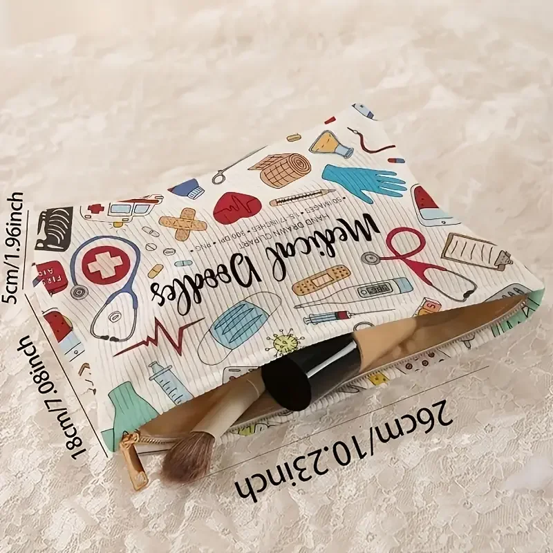 Medizinische Make-up-Tasche aus Cord mit Graffiti-Aufdruck, leichte Make-up-Aufbewahrungsbox mit Reißverschluss, multifunktionale Tasche mit Futter