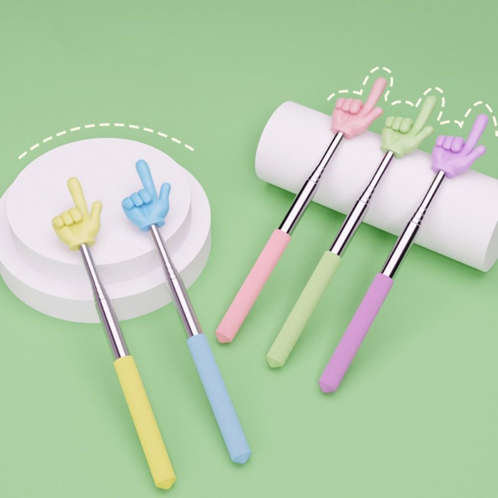 Puntero de enseñanza de acero inoxidable, varilla telescópica, diseño de dedo, palo de enseñanza, puntero de dedo para aula, suministros escolares y de oficina