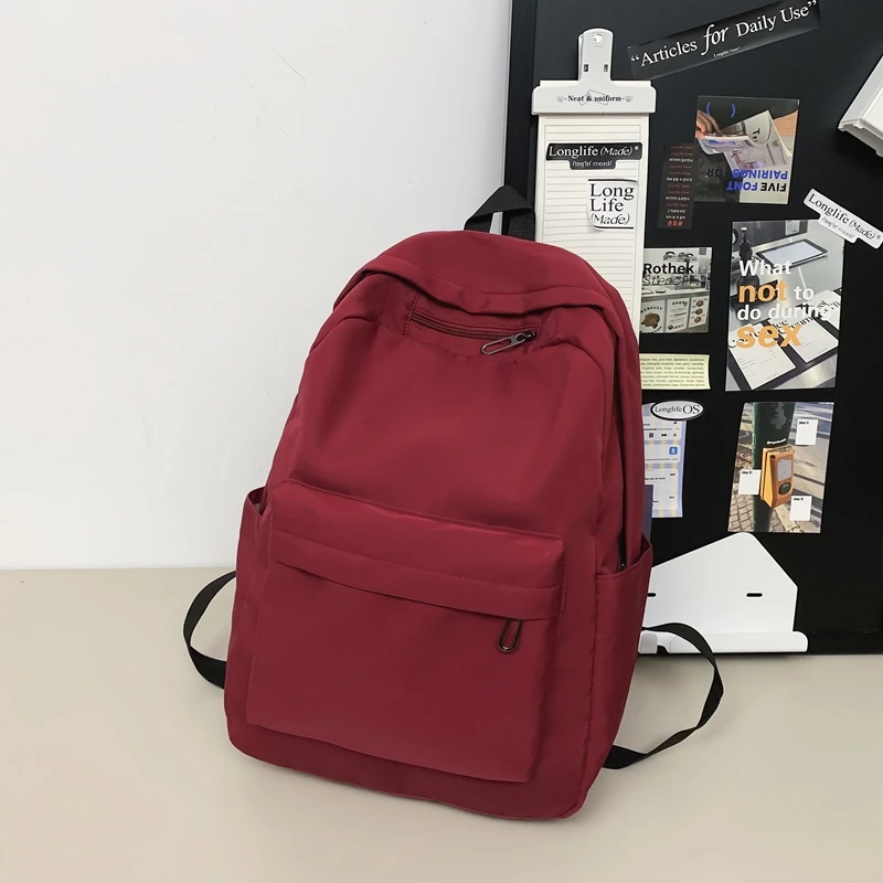 Simple Solid Color Casual Backpack, Lightweight Versatile High School Student Bag, Versatile Solid Color Daypacks ForHangingOut