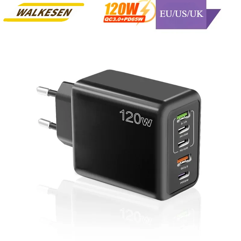 Caricatore USB da 120 W Multi porte Tipo C Caricatore per telefono a ricarica rapida per iPhone 16 15 Samsung s24 Xiaomi 14 Caricabatterie da muro Huawei PD