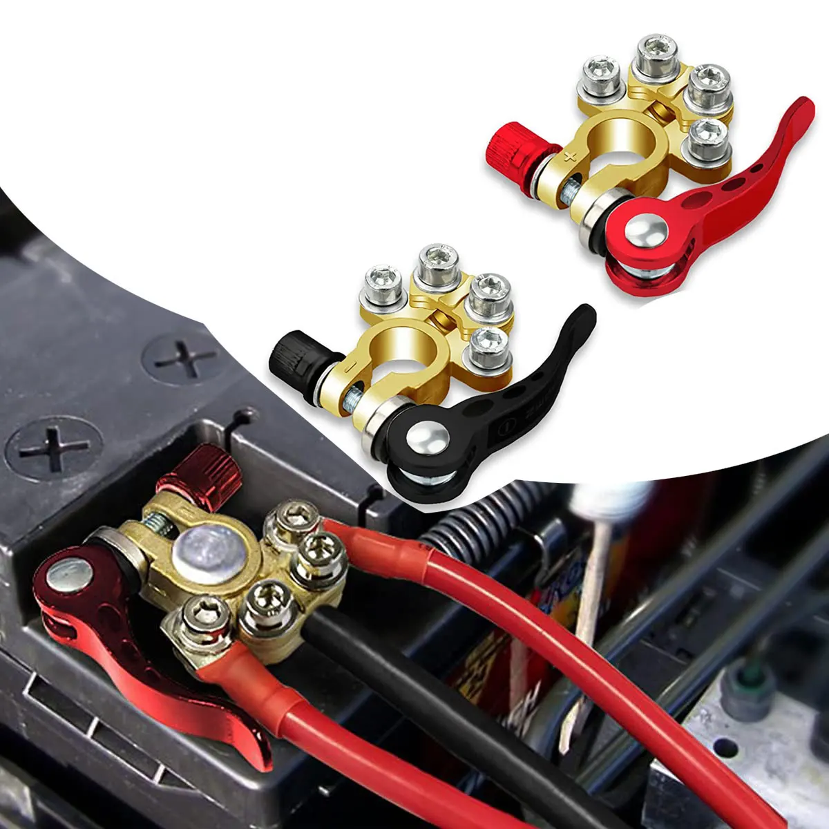 2Pcs Batterie Terminal Anschlüsse Positive Negative Auto Batterie Terminals Clamp Stecker Quick Release Trennen 12V 6V 24V