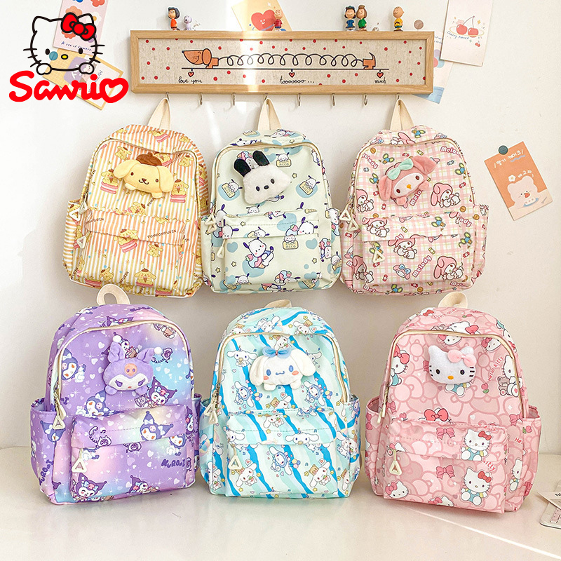 Sanrio Hello Kitty Kuromi Cinnamoroll New Fashion Children's School Bag Cute Large Capacity Kids Backpack College Bag