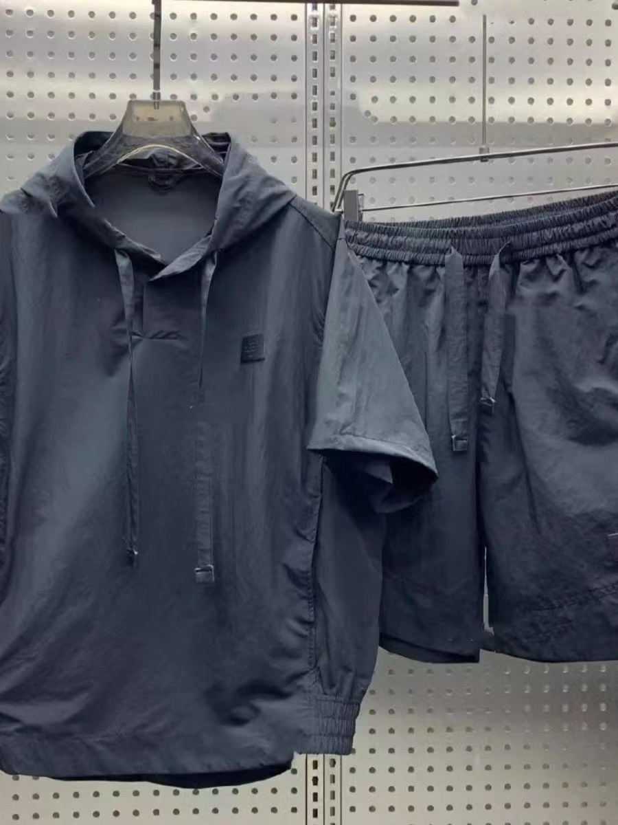 Conjunto Casual de Verão Leve e Respirável para Homens, Cseta de Manga Curta e Calças Curtas, Ajuste Solto, Moda em Dois P...