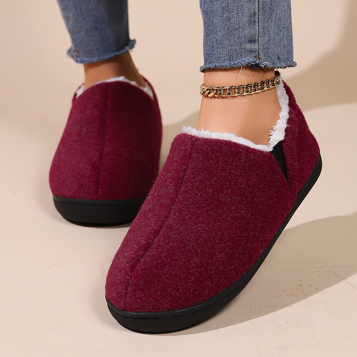 Lächeln Pop Winter Männer Hausschuhe Outdoor Gleitschutz Männer Hausschuhe Mode Lässig Warme Flauschige Hausschuhe Innen Pelz Plüsch Flache Männer Schuhe