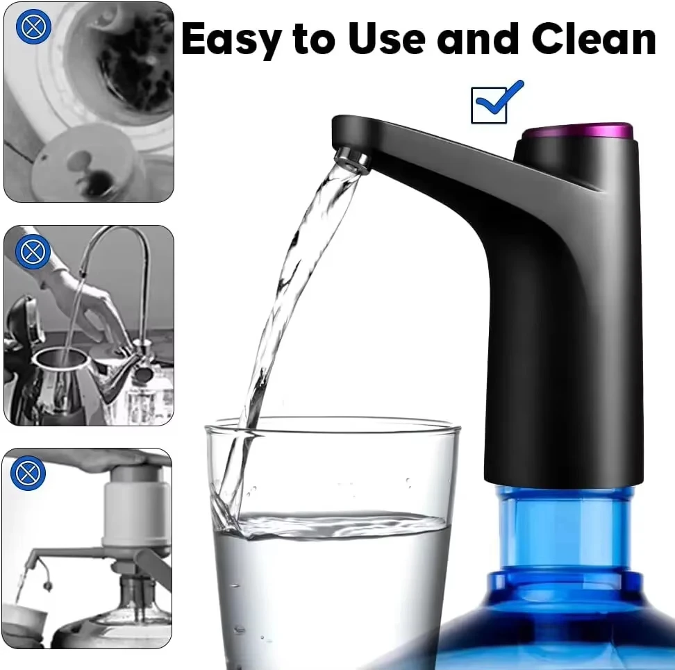 Prensa de agua automática, bomba de agua eléctrica de barril para el hogar, bomba de agua Mineral recargable por USB, dispensador de agua portátil