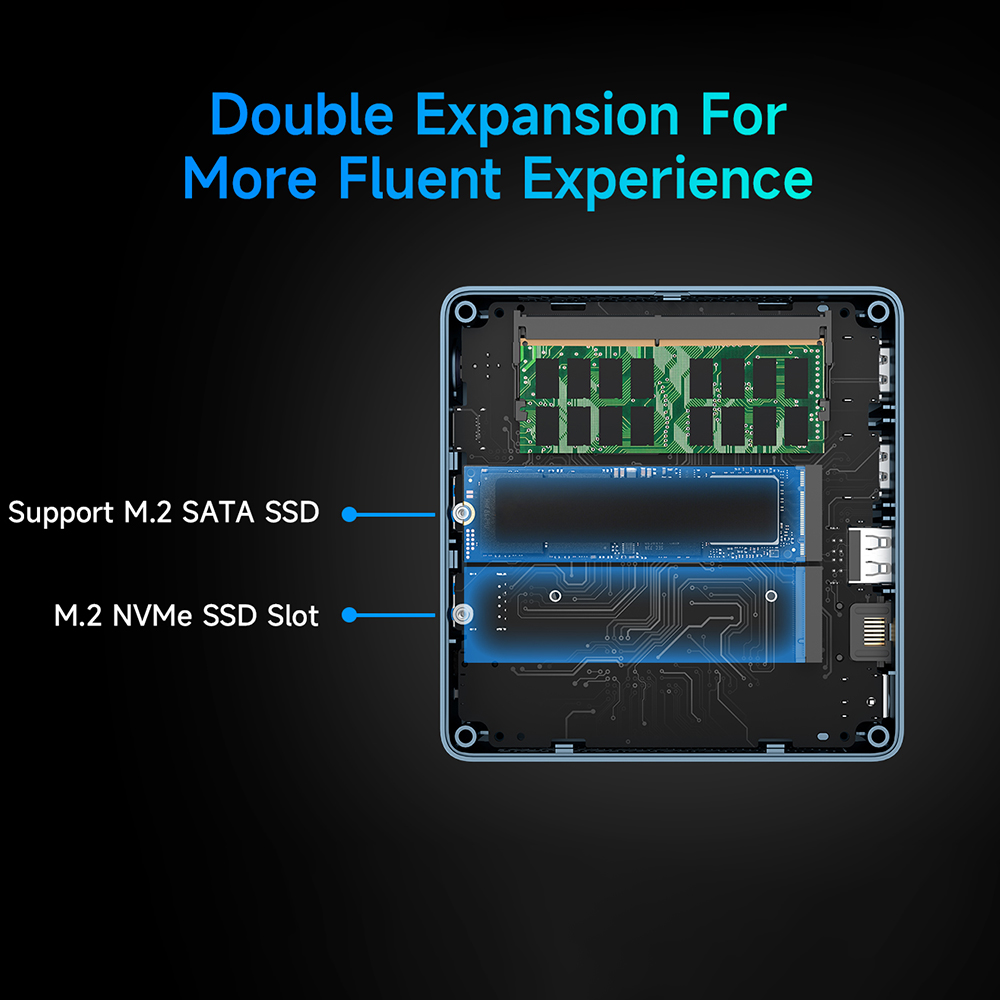 BMAX B4 Ultra Mini PC Windows 11 PC Intel N150 12GB 512GB SSD 2 * HDMI 1 * Tipo-C Compatible con gráficos Intel 4K@60Hz 1000MHz