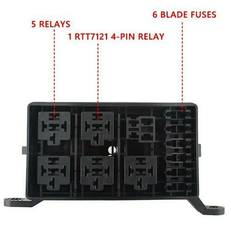 2X kotak Fuse-Relay, pemegang 5-Fuse 6 pemegang blok Relay, Blok Fuse 12V, kotak Fuse-Box mobil