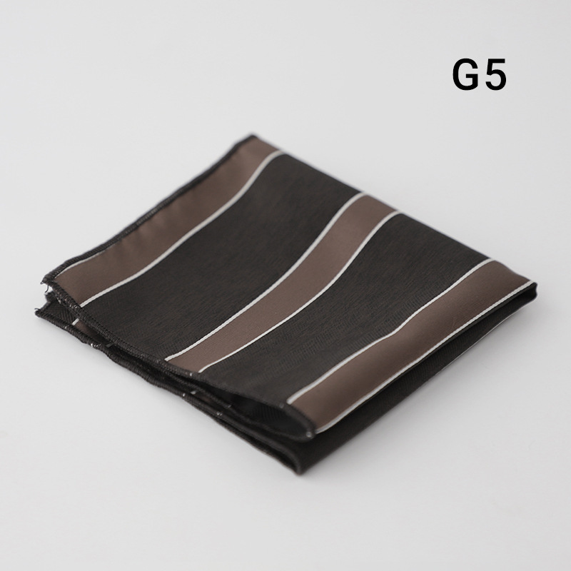 23 cm Gentleman Bruin Plaid Gestreepte Zakdoek Heren Polyester Jacquard Casual Pochet Trouwpak Accessoire Handdoek Sjaal