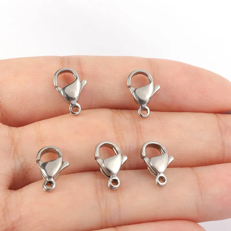 20 ชิ้น/ล็อต 9-15 มม.สแตนเลส Clasps กุ้งก้ามกรามสําหรับเครื่องประดับทําผลอุปกรณ์เสริม