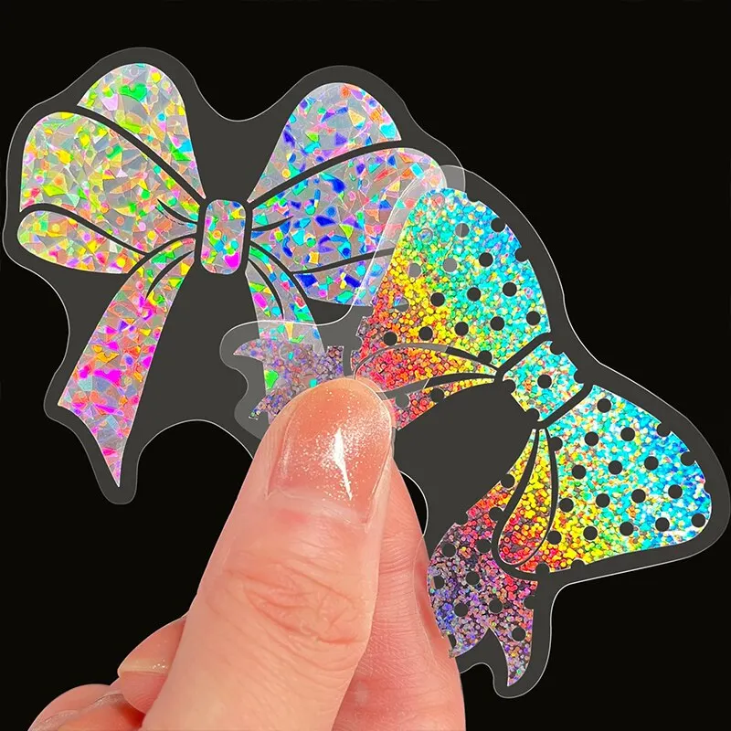 100pcs Magic PET Laser Flash Stickers  World Butterfly Blooming Camellia Flowers Creative Retro Transparent Waterproof Stickers