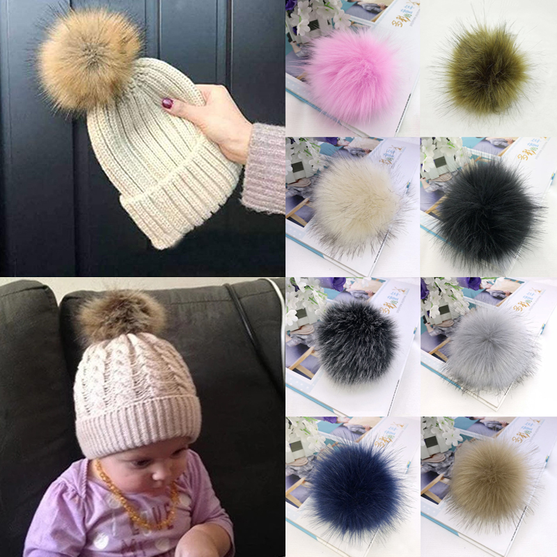 12 ซม.Faux FUR Pompom Plush Hairball กับแถบยืดหยุ่น Fox FUR Poms สําหรับ DIY หมวกรองเท้าถักหมวก FUR Ball เสื้อผ้าอุปกรณ์เสริม