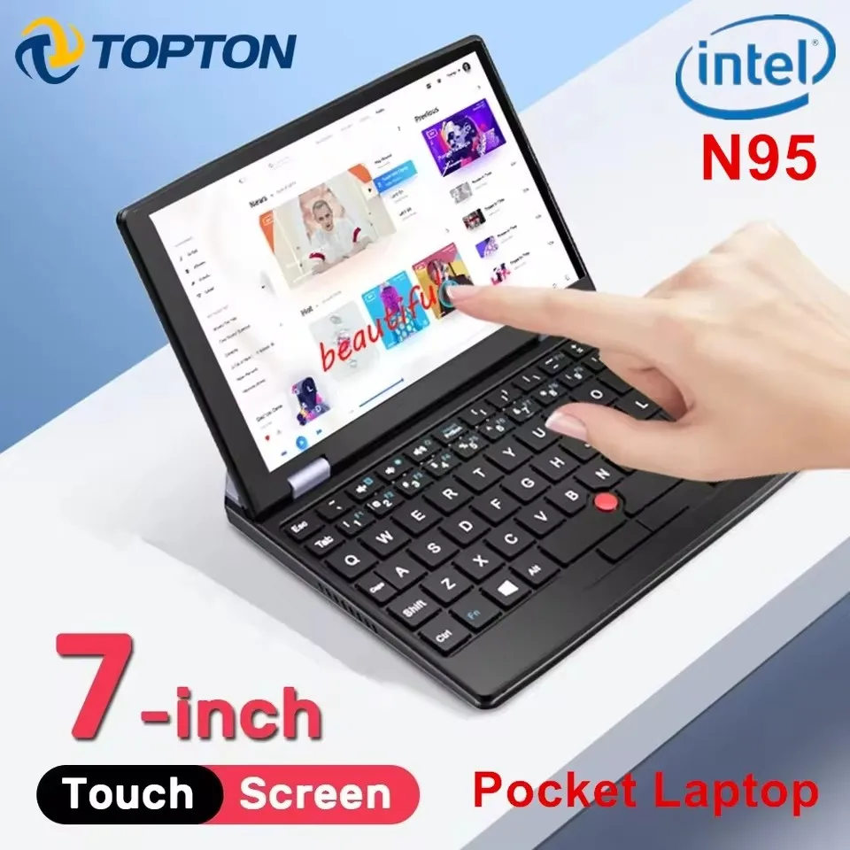 Topton Mini portátil de bolsillo pantalla táctil de 7 pulgadas Alder Lake Intel N95 ordenador de oficina Ultrabook 2.0MP Windows 11 Notebook WiFi