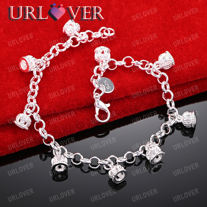 URLOVER gelang emas 18K mahkota kecil, gelang liontin untuk pesta wanita, perhiasan liontin Fashion, hadiah ulang tahun