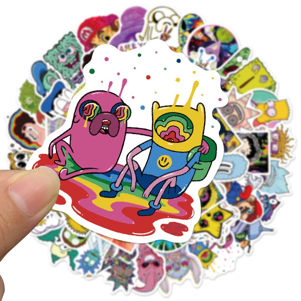 52PCS New Psychedelic Cartoon Graffiti Stickers Waterproof Scooter Laptop Luggage Stickers Wholesale