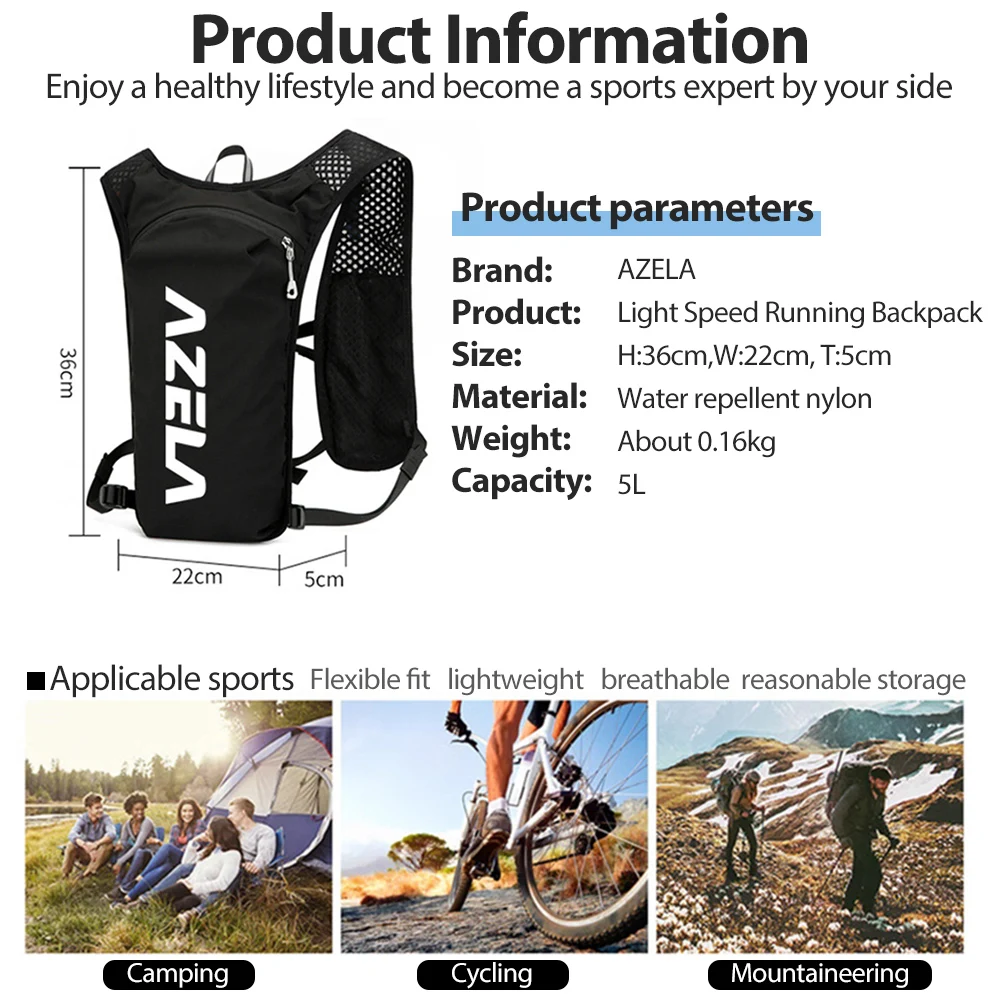 NEWBOLER Trail Running กระเป๋าเป้สะพายหลัง 5L Ultra น้ําหนักเบา Hydration Vest Breathable Functional Pack สําหรับมาราธอนขี่จักรยานเดินป่า