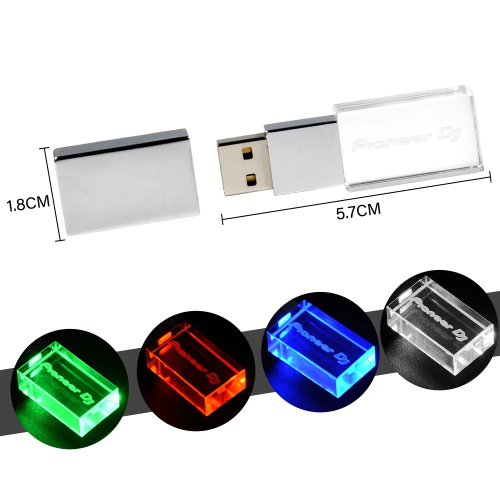 Clé USB LED colorée 128 go, haute vitesse, pour écriture, lecture, clé USB Pioneer DJ Premium, 64 go 32 go 16 go 8 go