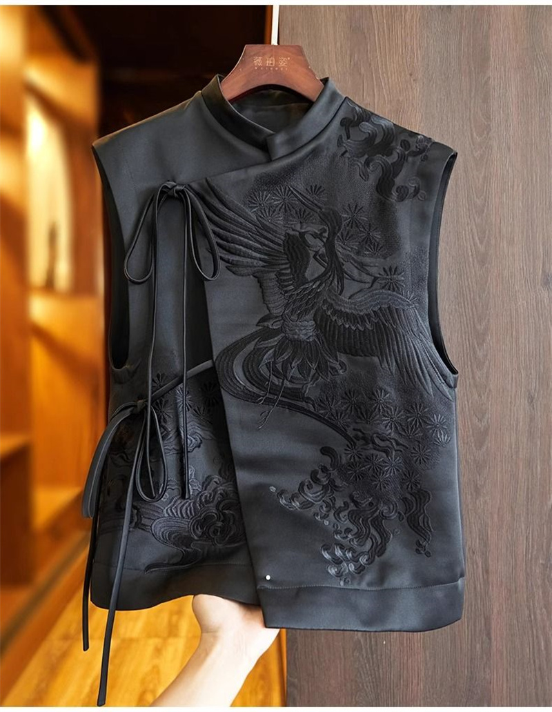 Женские куртки, женский жилет с китайской вышивкой, китайский жилет, жилет, женский дизайн, модный жилет в национальном стиле с пряжкой, женский