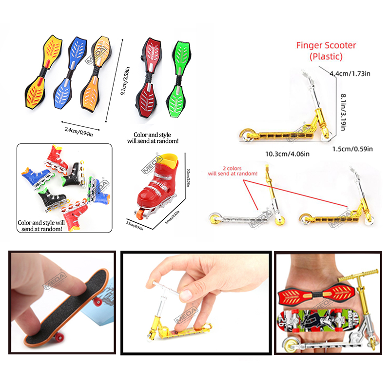 Kunststoff Griffbrett Spielzeug mit Roller Roller Skating Schuhe Werkzeuge Holz Skateboard Plattform Finger Skteboard Kits für Kinder