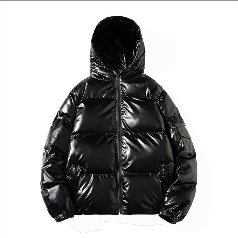 Winter Einfarbig Parka Männer Dicke Kapuze Jacke 2025, Neue Warme Harajuku Mantel Männlichen Casual Zipper Jacken Winddicht Outwear