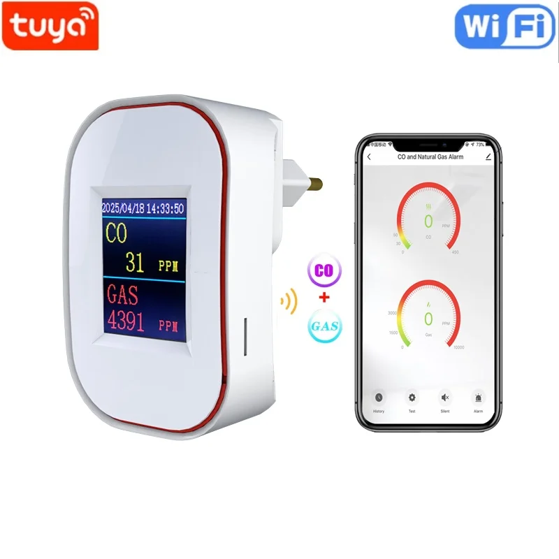 Tuya Smart Life Детектор утечки природного газа и угарного газа Wi-Fi Ch4 Метан Горючий утечка угля Домашний датчик сигнализации для газа